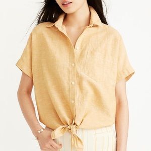Madewell Linen Short Sleeve Tie Front Top